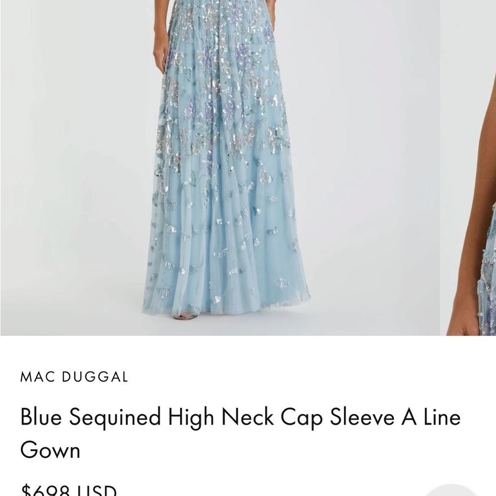 Mac Duggal Blue Sequined Maxi Dress